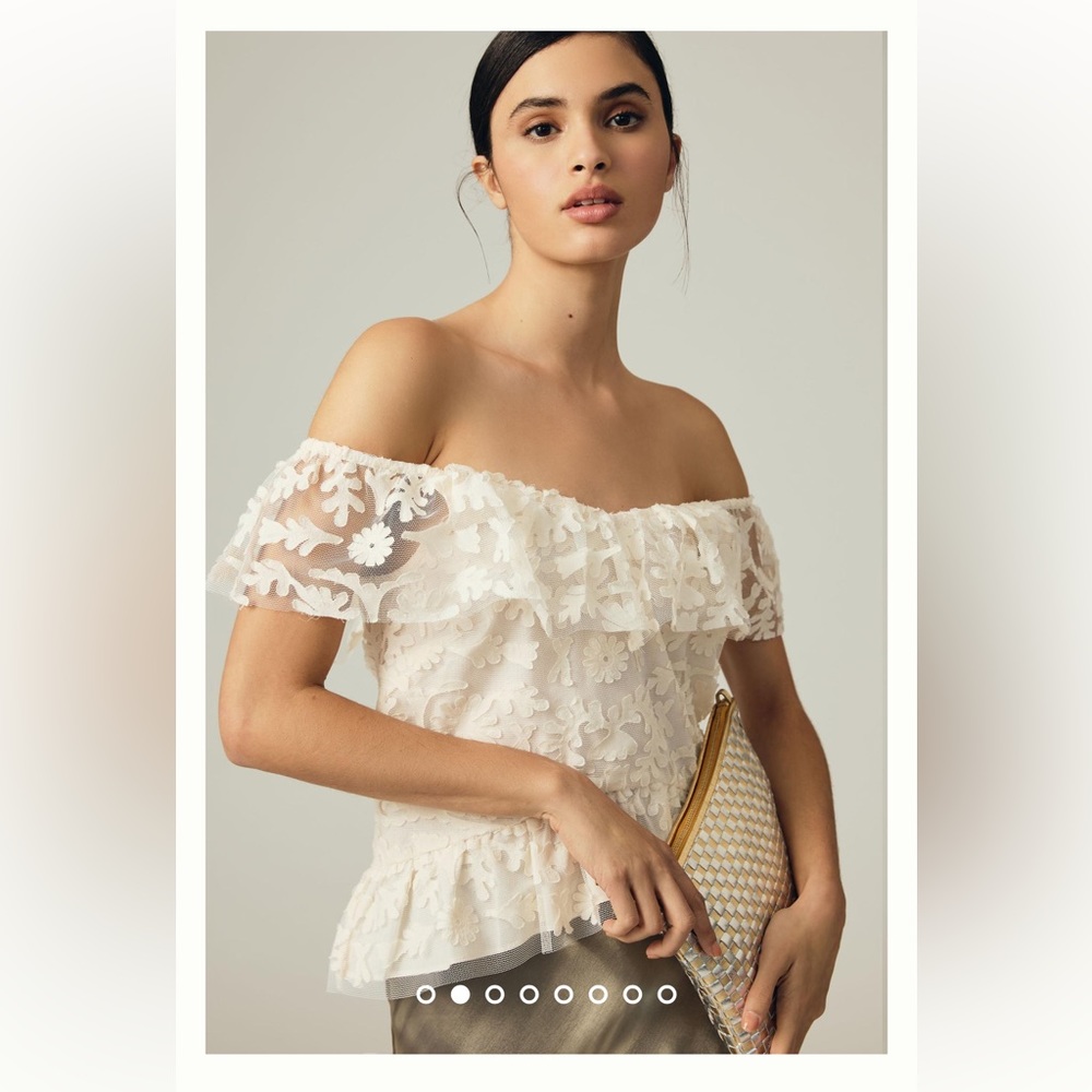 Anthropologie Textured Off the Shoulder blouse